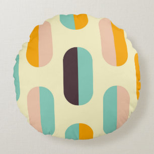 Seamless geometric pattern in retro vibes round pillow