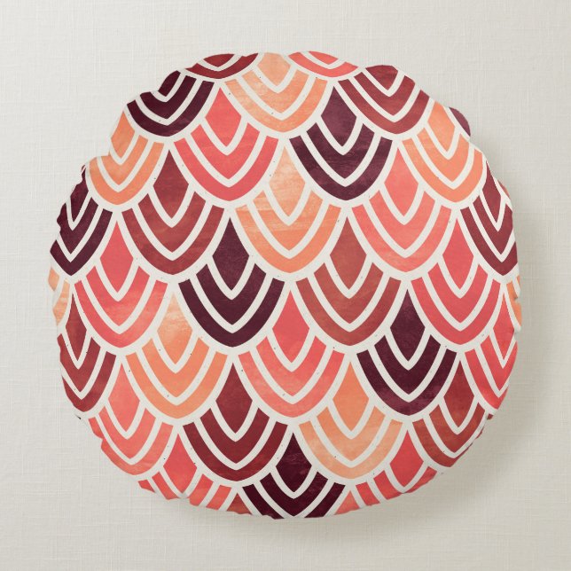 Seamless geometric pattern on paper texture round pillow (Front)