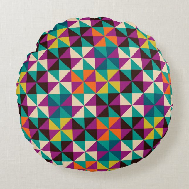 Seamless geometric pattern round pillow (Front)