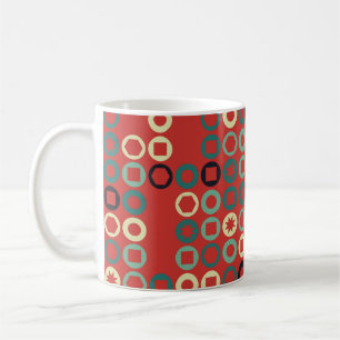 Seamless geometric pattern with colored elements, coffee mug