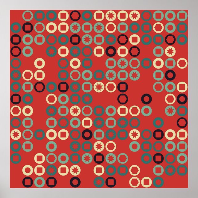 Seamless geometric pattern with colored elements,  poster (Front)