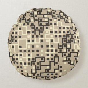 Seamless geometric pattern with colored elements,  round pillow