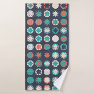 Seamless geometric pattern with coloured elements, bath towel