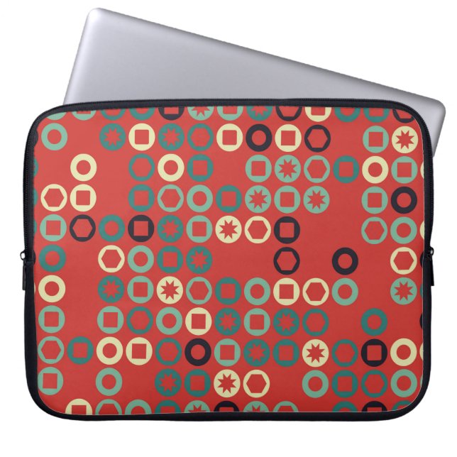 Seamless geometric pattern with coloured elements, laptop sleeve (Front)
