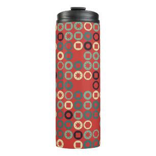 Seamless geometric pattern with coloured elements, thermal tumbler