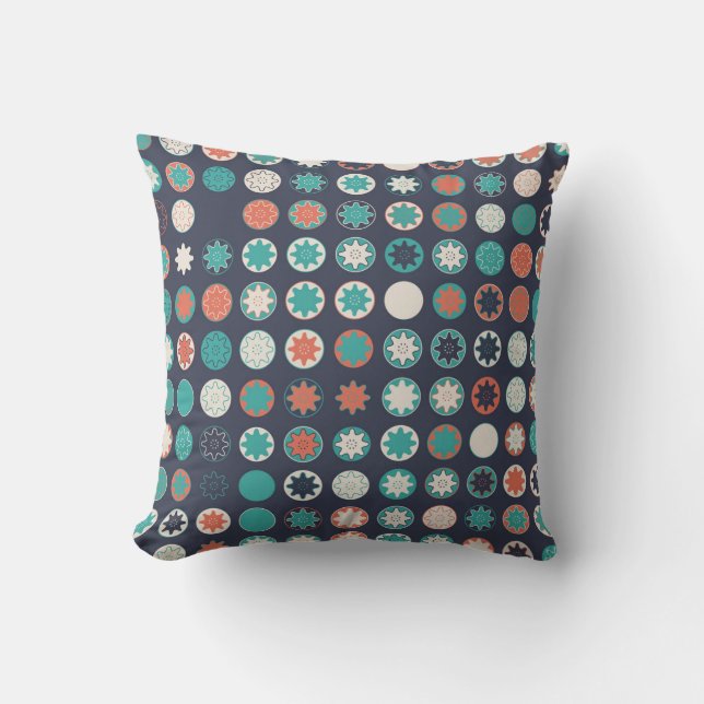 Seamless geometric pattern with coloured elements, throw pillow (Front)