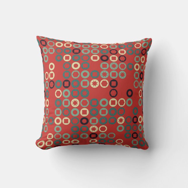 Seamless geometric pattern with coloured elements, throw pillow (Front)