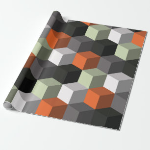 Seamless geometric pattern with cubes and volume wrapping paper