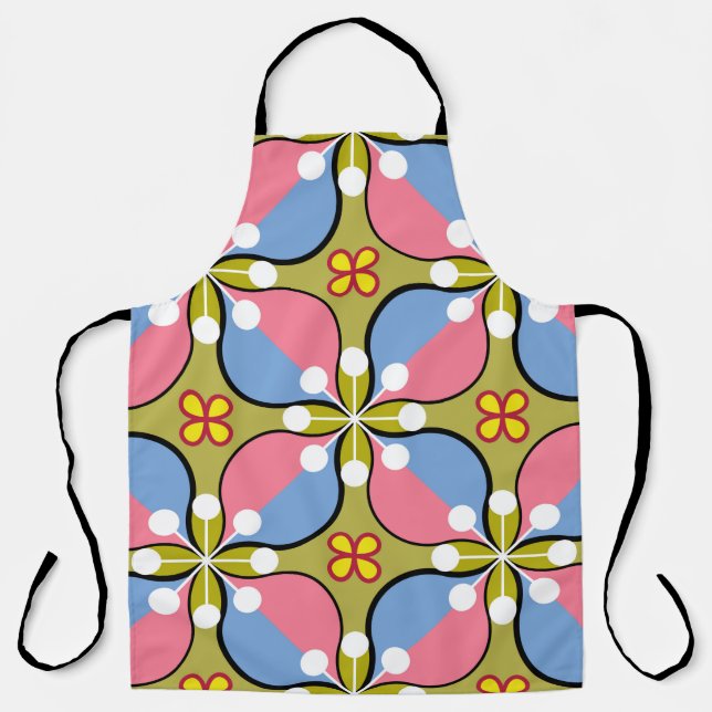 Seamless geometric pattern with flowers apron (Front)