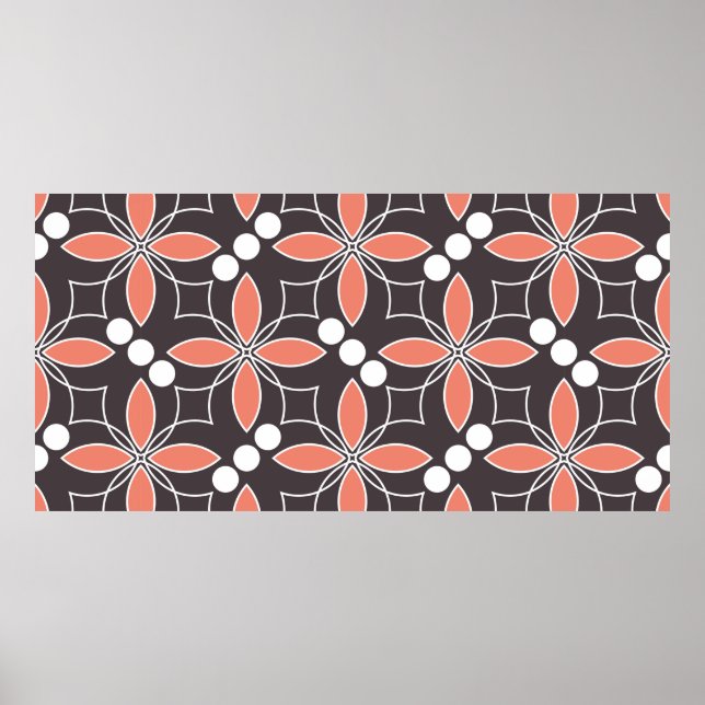 Seamless geometric pattern with flowers. art.  poster (Front)