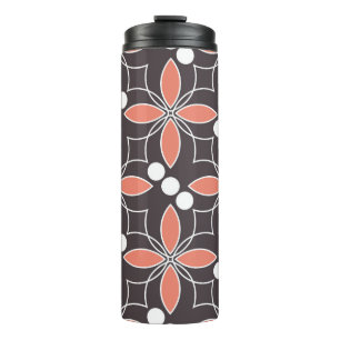 Seamless geometric pattern with flowers. art.  thermal tumbler