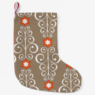 Seamless geometric pattern with flowers small christmas stocking