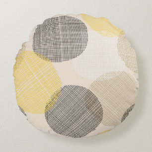 Seamless geometric pattern with pink circles round pillow