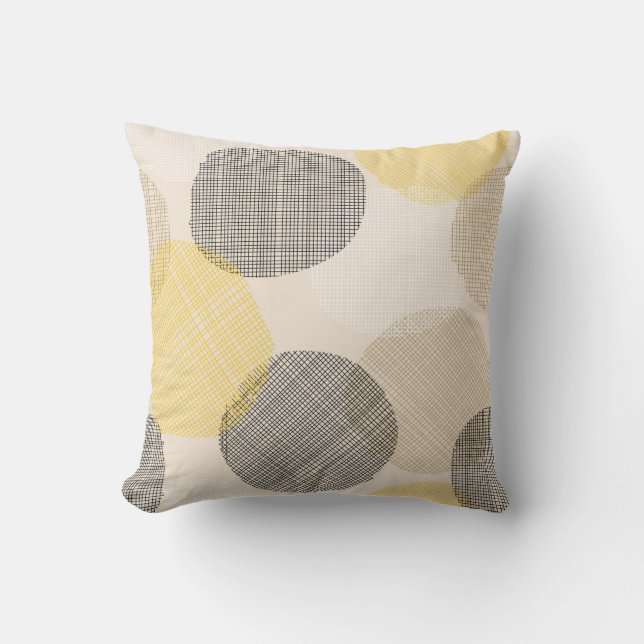 Seamless geometric pattern with pink circles throw pillow (Front)