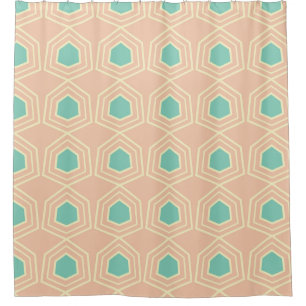Seamless geometric pattern with teal pentagons