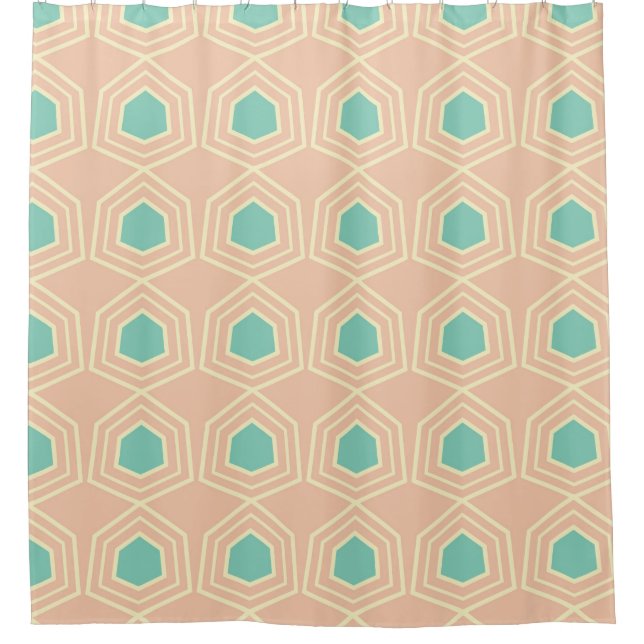 Seamless geometric pattern with teal pentagons (Front)