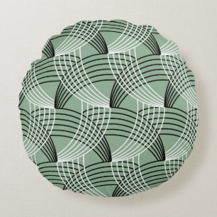 Seamless geometric pattern with wavy lines round pillow