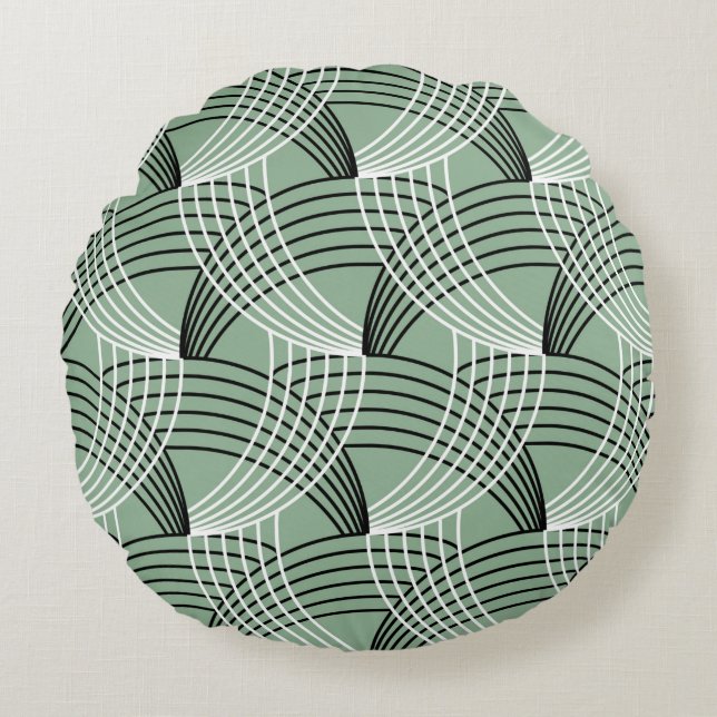 Seamless geometric pattern with wavy lines round pillow (Front)