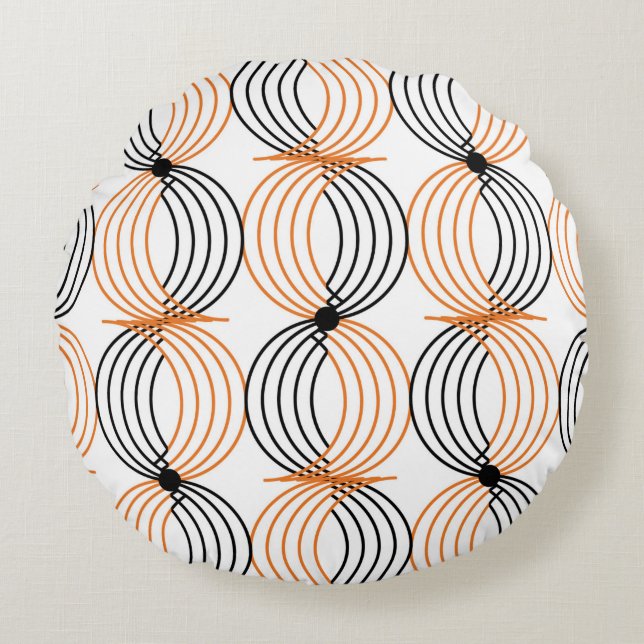 Seamless geometric pattern with wavy lines round pillow (Front)
