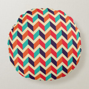 Seamless geometric pattern with zigzags background round pillow