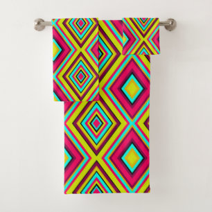 Seamless geometric rhombus shapes modern trendy de bath towel set