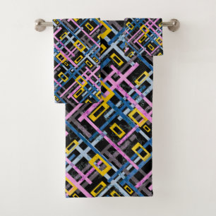 Seamless geometrical bright colors rectangular sha bath towel set