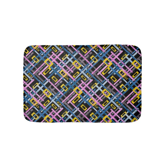 Seamless geometrical bright colours rectangular sh bath mat (Front)