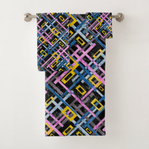 Seamless geometrical bright colours rectangular sh bath towel set