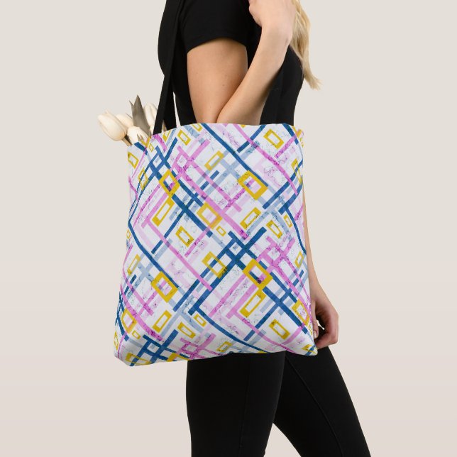 Seamless geometrical bright colours rectangular sh tote bag (Close Up)