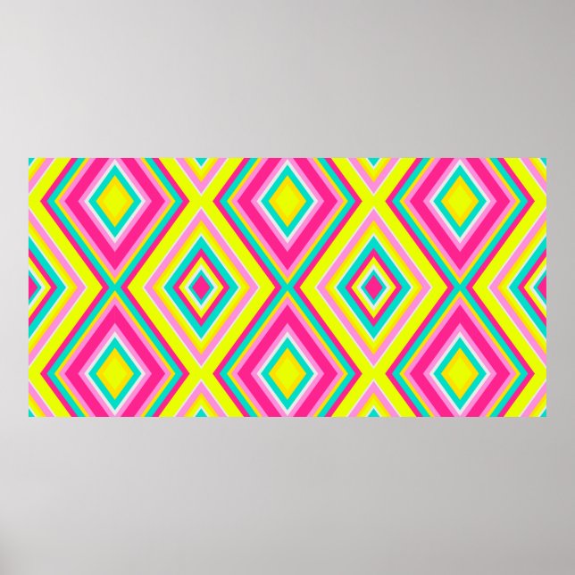 Seamless geometrical modern shapes triangles brigh poster (Front)
