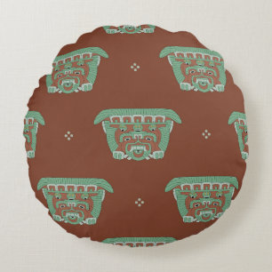 Seamless geometrical pattern with tribal motifs. H Round Pillow