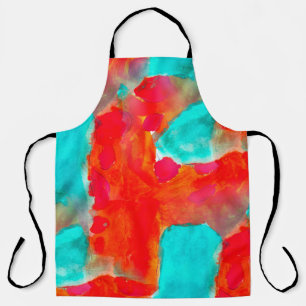 Seamless giraffe,  blue,  orange watercolor artist apron