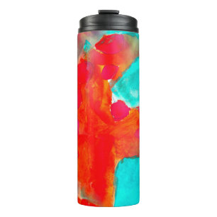 Seamless giraffe, blue, orange watercolor artist thermal tumbler