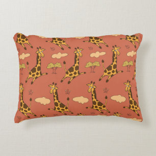 Seamless Giraffe Pattern Vintage Illustration Accent Pillow