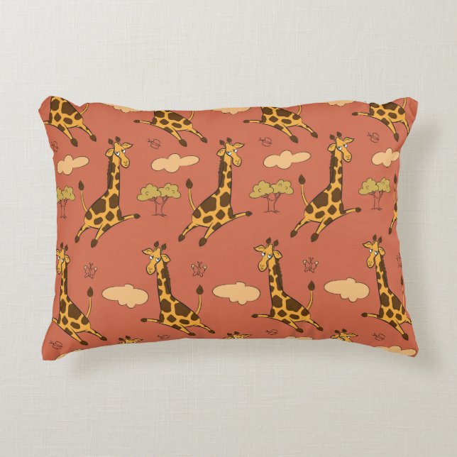 Seamless Giraffe Pattern Vintage Illustration Accent Pillow (Front)