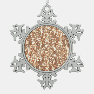 Seamless glitter sequins sparkle gold golden bronz snowflake pewter christmas ornament