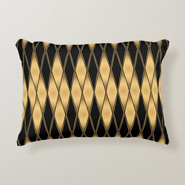 Seamless gold and black shapes pattern accent pillow (Front)