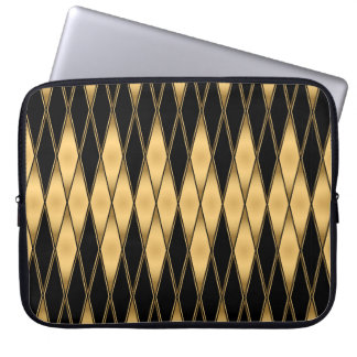 Seamless gold and black shapes pattern laptop sleeve