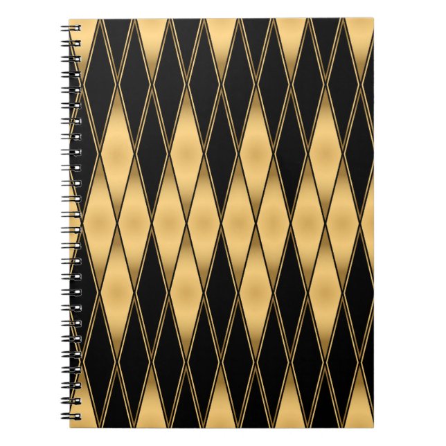 Seamless gold and black shapes pattern notebook (Front)
