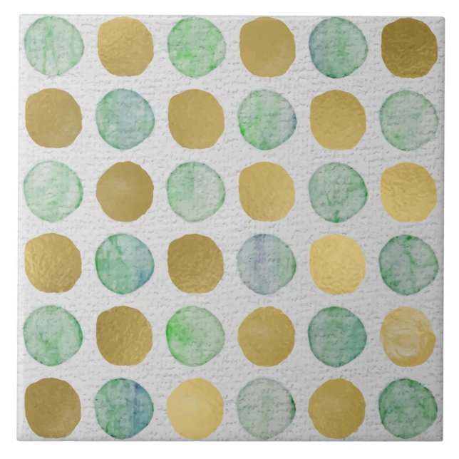 Seamless Gold and Teal Circle Pattern Tile (Front)