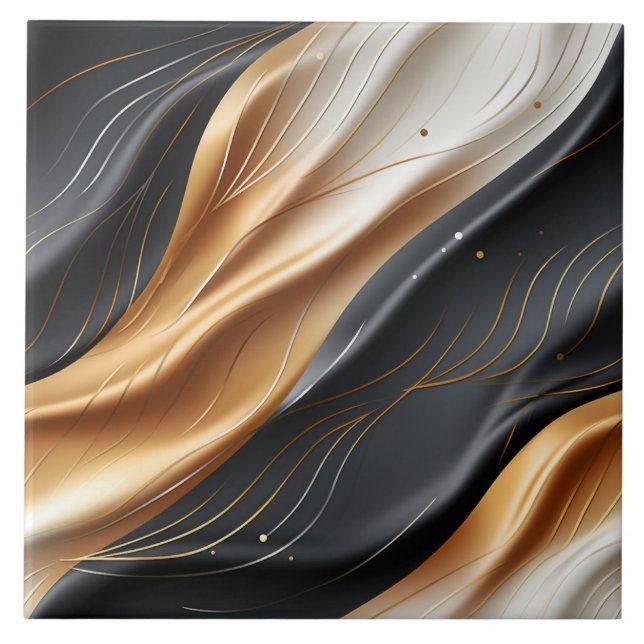 Seamless Golden and Black Silk Fabric Tile (Front)