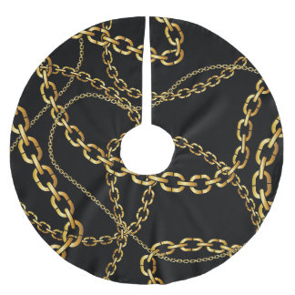 Seamless golden chain, elegant pattern. brushed polyester tree skirt