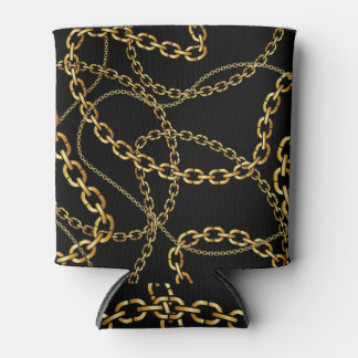 Seamless golden chain, elegant pattern. can cooler