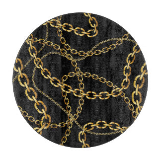Seamless golden chain, elegant pattern. cutting board