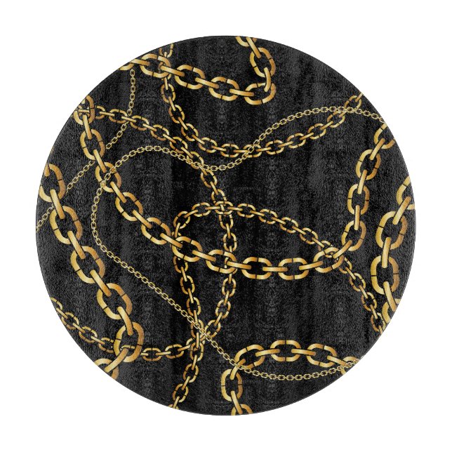 Seamless golden chain, elegant pattern. cutting board (Front)