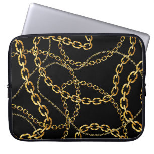 Seamless golden chain, elegant pattern. laptop sleeve
