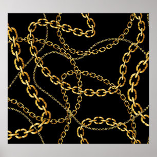 Seamless golden chain, elegant pattern. poster