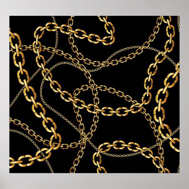 Seamless golden chain, elegant pattern. poster (Front)