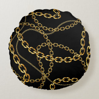 Seamless golden chain, elegant pattern. round pillow