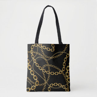 Seamless golden chain, elegant pattern. tote bag